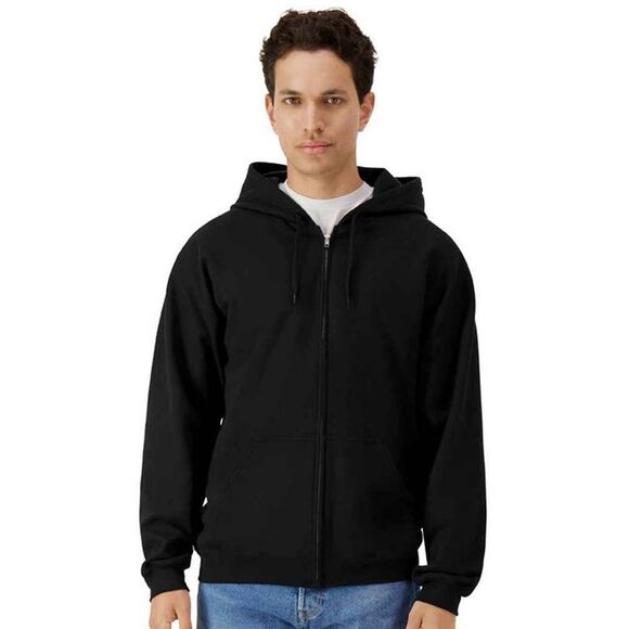 Gildan Mens Midweight Soft Touch Full Zip Hoodie / Black